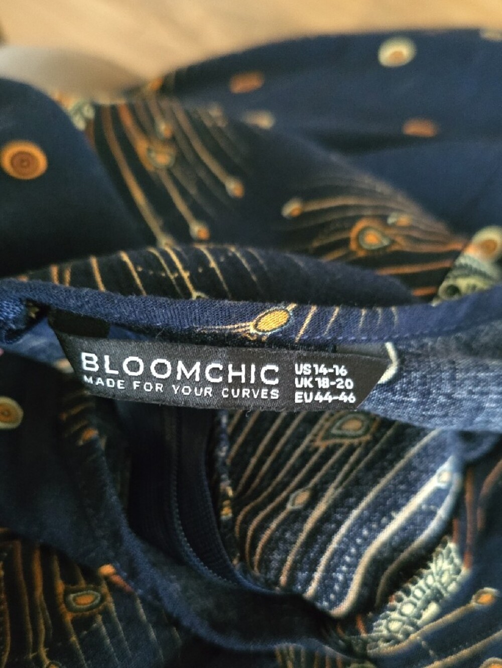 BloomChic Navy Paisley-Print V-Neck Maxi Dress with Rust & Sage Accents - Picture 6 of 8